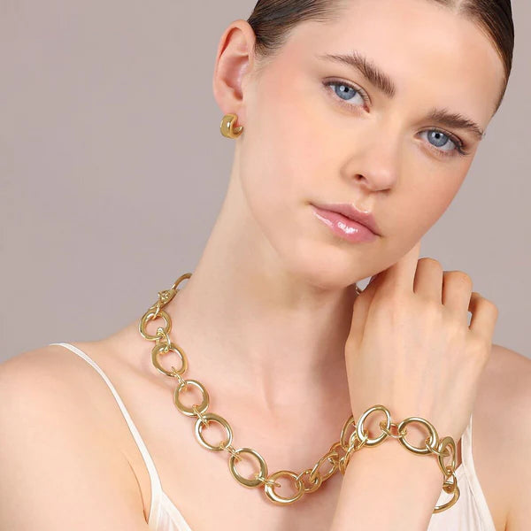 Bronzeallure Golden Necklace with Oval Links & Rings WSBZ02364Y.YG
