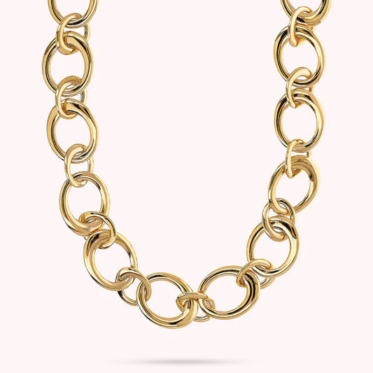 Bronzeallure Golden Necklace with Oval Links & Rings WSBZ02364Y.YG