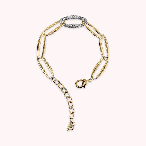 Bronzeallure Golden Marquise Link Bracelet and Cubic Zirconia Pavé Element WSBZ02373Y.WR