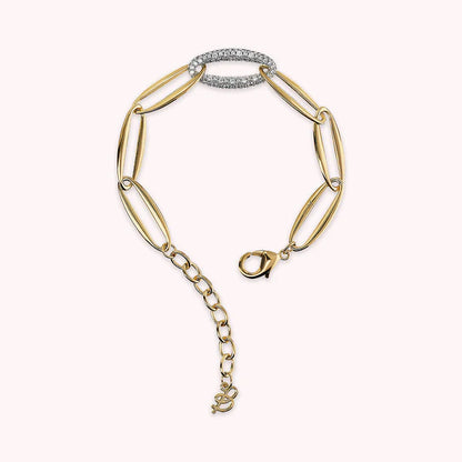 Bronzeallure Golden Marquise Link Bracelet and Cubic Zirconia Pavé Element WSBZ02373Y.WR