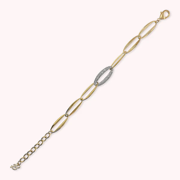 Bronzeallure Golden Marquise Link Bracelet and Cubic Zirconia Pavé Element WSBZ02373Y.WR