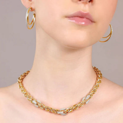 Bronzeallure Golden Intertwined Oval Links Choker Necklace WSBZ02382Y.YG