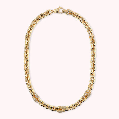 Bronzeallure Golden Geometric Mesh Choker Necklace with Cubic Zirconia Pavé Elements WSBZ02404Y.YG