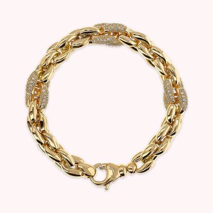 Bronzeallure Golden Geometric Mesh Bracelet with Cubic Zirconia Pavé Elements WSBZ02405Y.YG