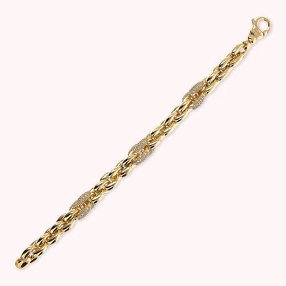 Bronzeallure Golden Geometric Mesh Bracelet with Cubic Zirconia Pavé Elements WSBZ02405Y.YG