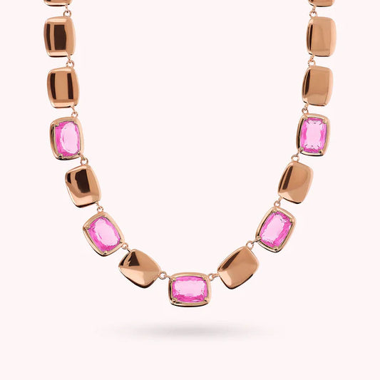 Bronzeallure Choker Necklace with Shiny Nuggets and Baguette Gem Prism WSBZ02457.KU