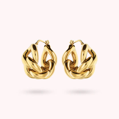 Bronzeallure Golden Chain Hoop Earrings Glossy Grumetta WSBZ02475Y.YG