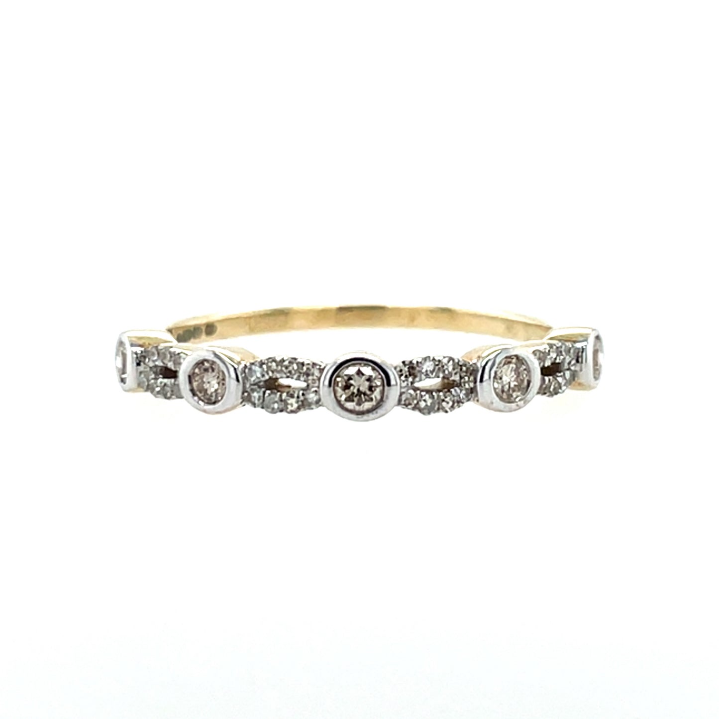 9ct Gold Diamond Marquise Bubbles Band 0.25ct  X125
