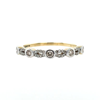 9ct Gold Diamond Marquise Bubbles Band 0.25ct  X125