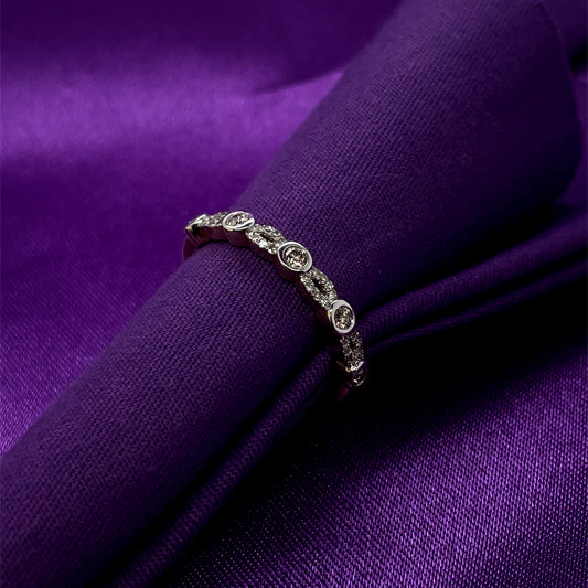 9ct Gold Diamond Marquise Bubbles Band 0.25ct  X125