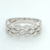 18ct White Gold Diamond Triple Row 0.75ct Vintage-set Ring