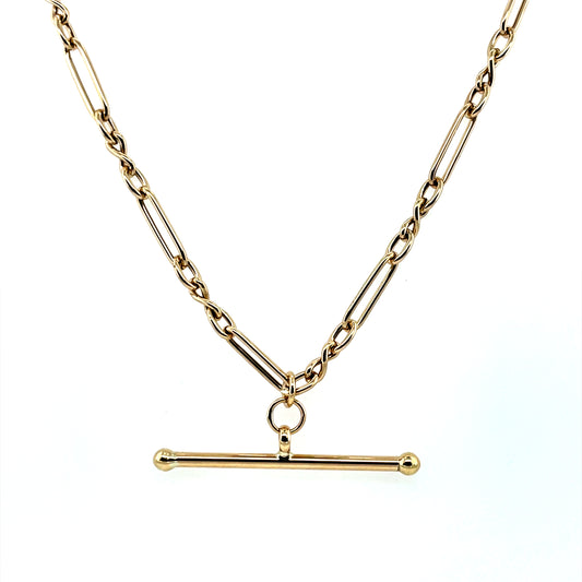 9ct Gold Long & Short Link Chain with T-Bar GC731