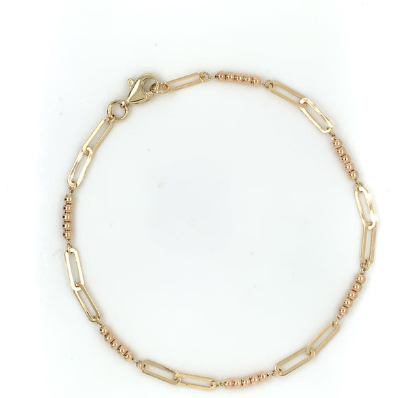 9ct Gold Bead & Paperlink Bracelet GB403