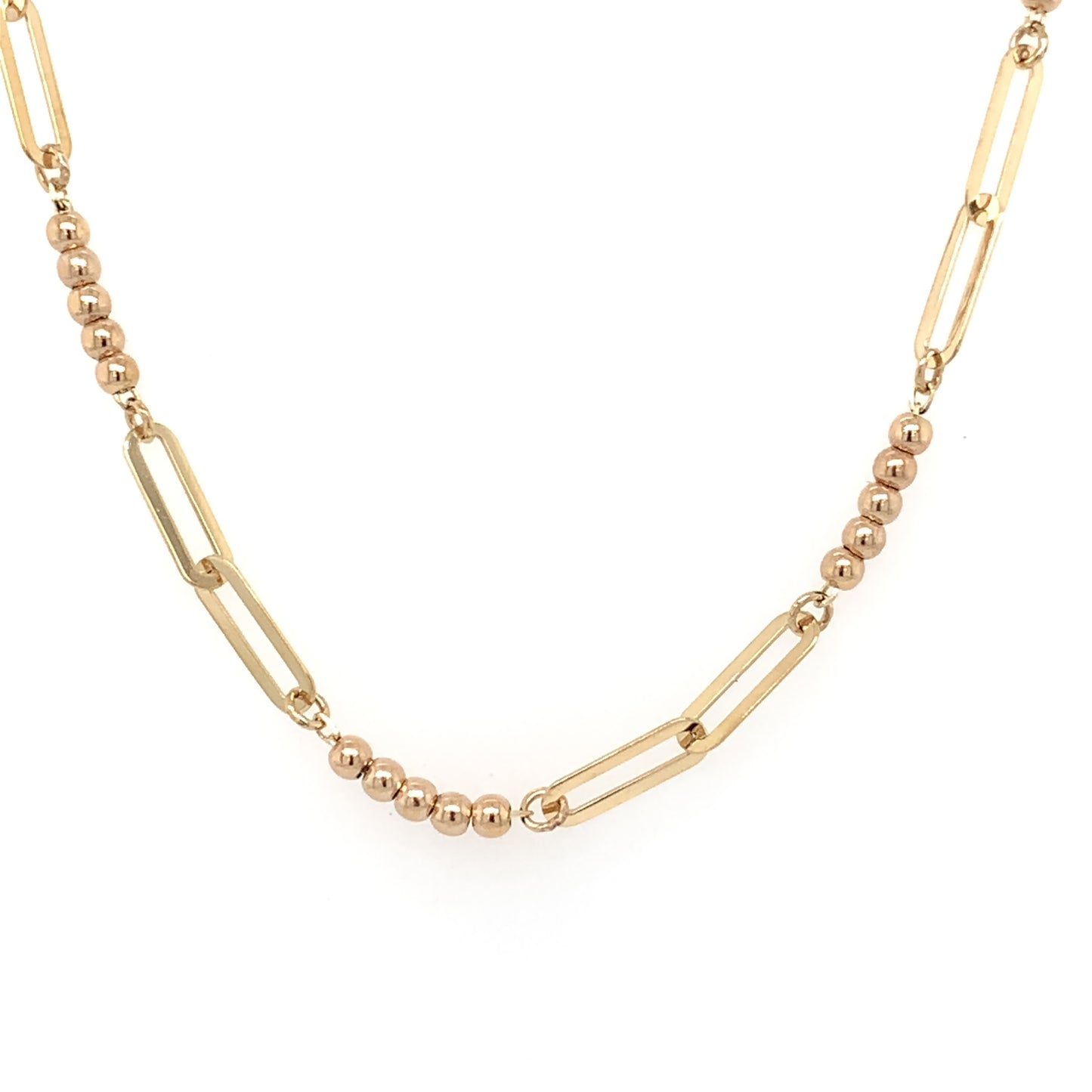 9ct Gold Bead & Paperlink Necklet GN174