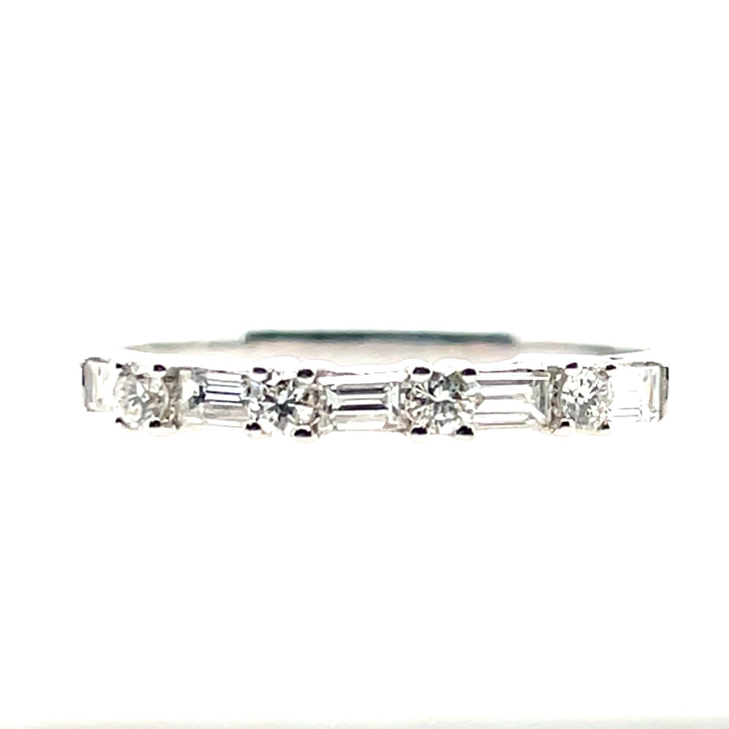 18ct White Gold Baguette/Round 0.40ct Diamond Eternity Ring X8/11