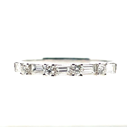 18ct White Gold Baguette/Round 0.40ct Diamond Eternity Ring X8/11