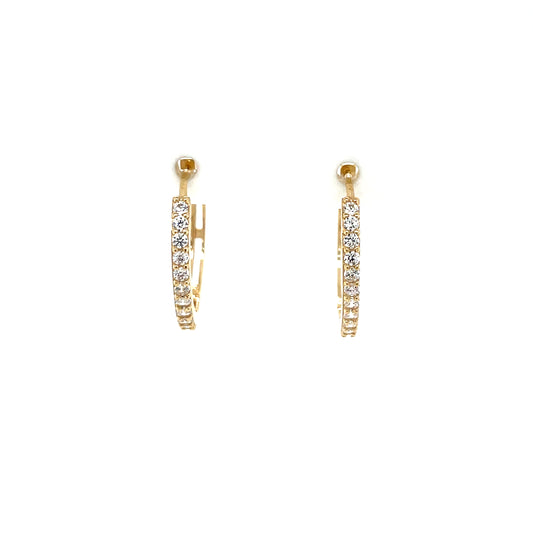 9ct Gold 15mm CZ Hoop Earrings GEZ753