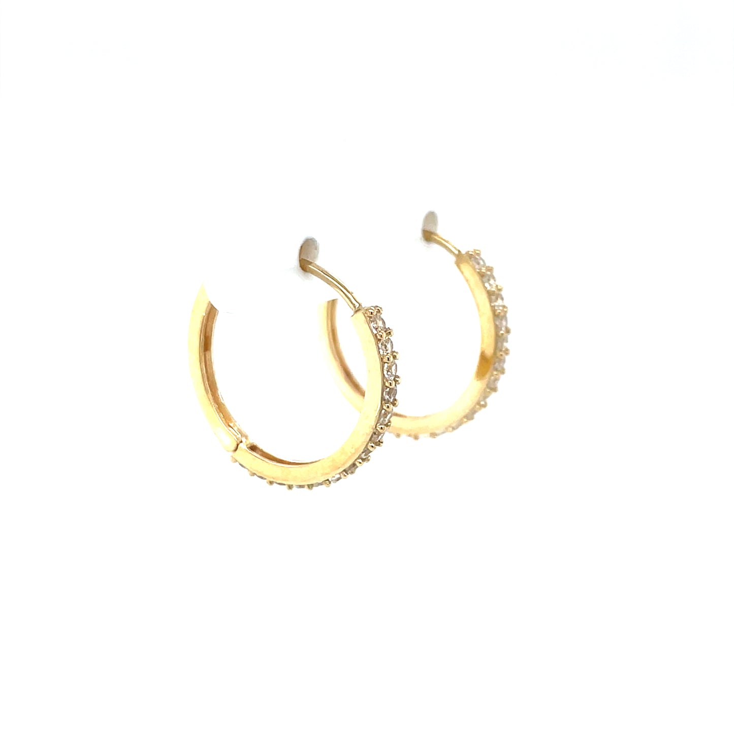 9ct Gold 15mm CZ Hoop Earrings GEZ753