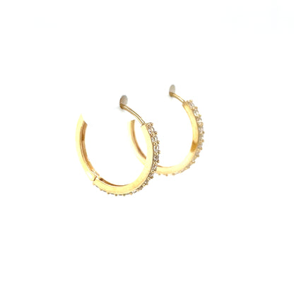9ct Gold 15mm CZ Hoop Earrings GEZ753