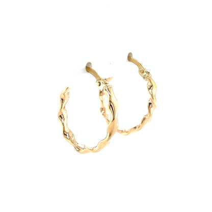 9ct Gold 15mm Twisted Hoop Earrings GE1026