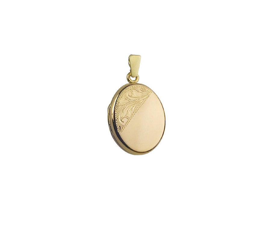 9ct Gold Oval Engraved Locket GL019