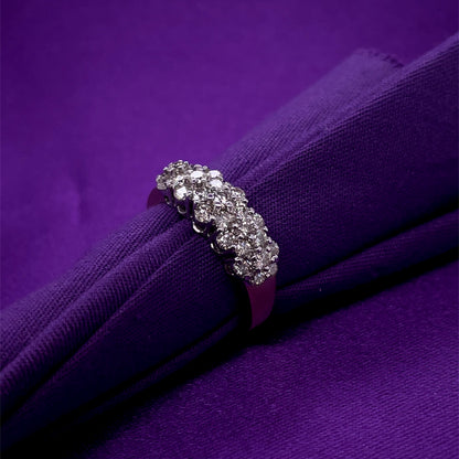 9ct Gold Three Row Diamond Band 1.00ct Y10