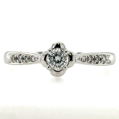9ct White Gold Diamond Solitaire 0.22ct Engagement Ring Z110