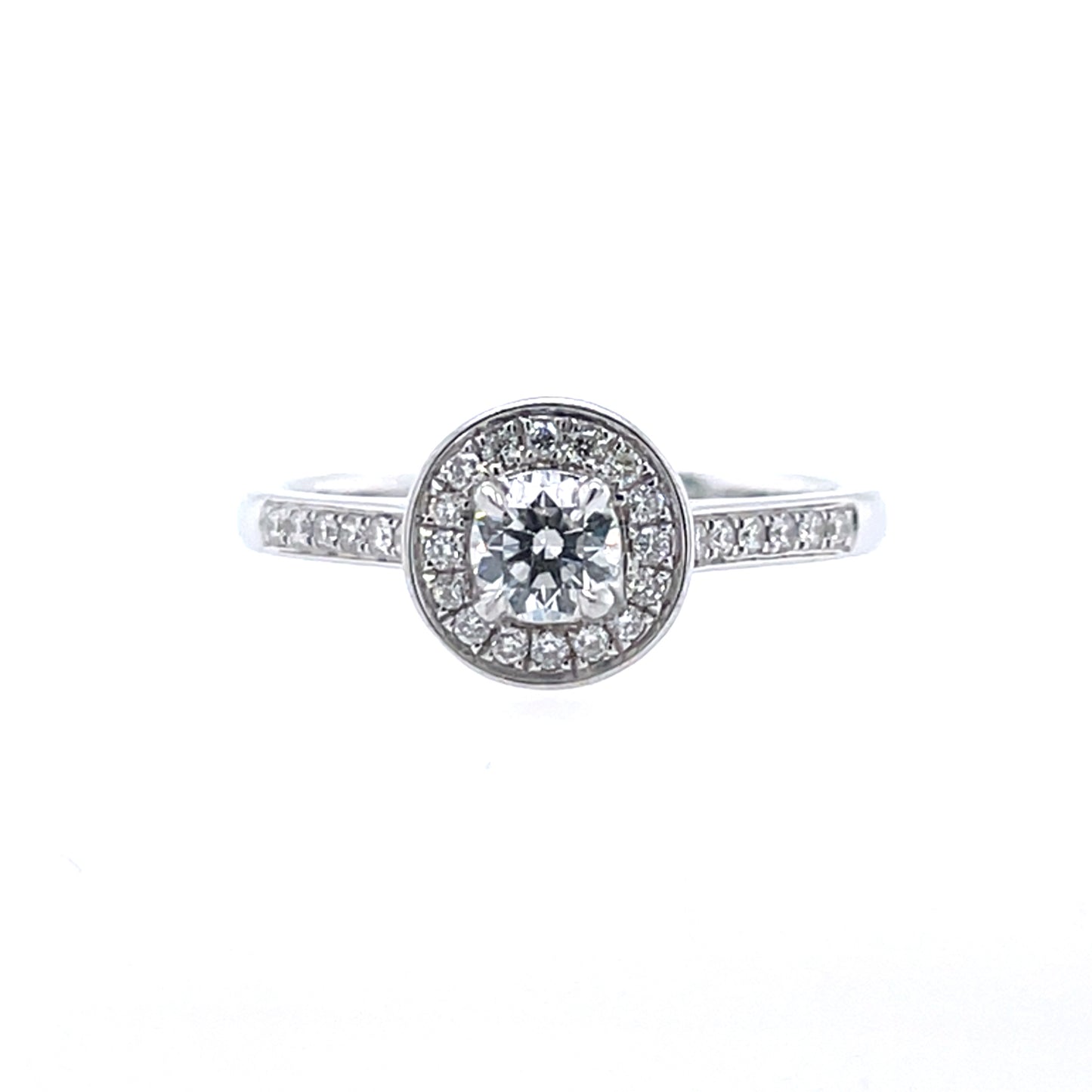 18ct White Gold Diamond 0.37ct Round Halo Ring Z057