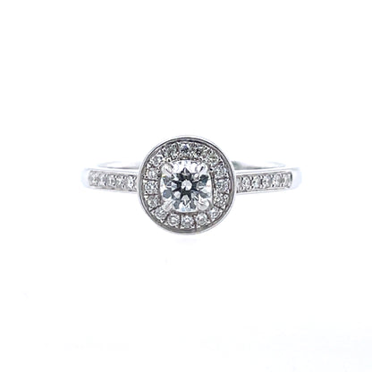 18ct White Gold Diamond 0.37ct Round Halo Ring Z057