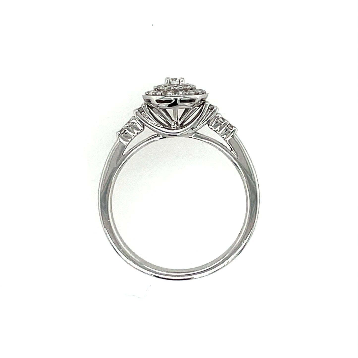 9ct White Gold Diamond Round Halo 0.30ct Engagement Ring Z077