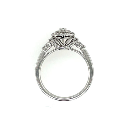 9ct White Gold Diamond Round Halo 0.30ct Engagement Ring Z077