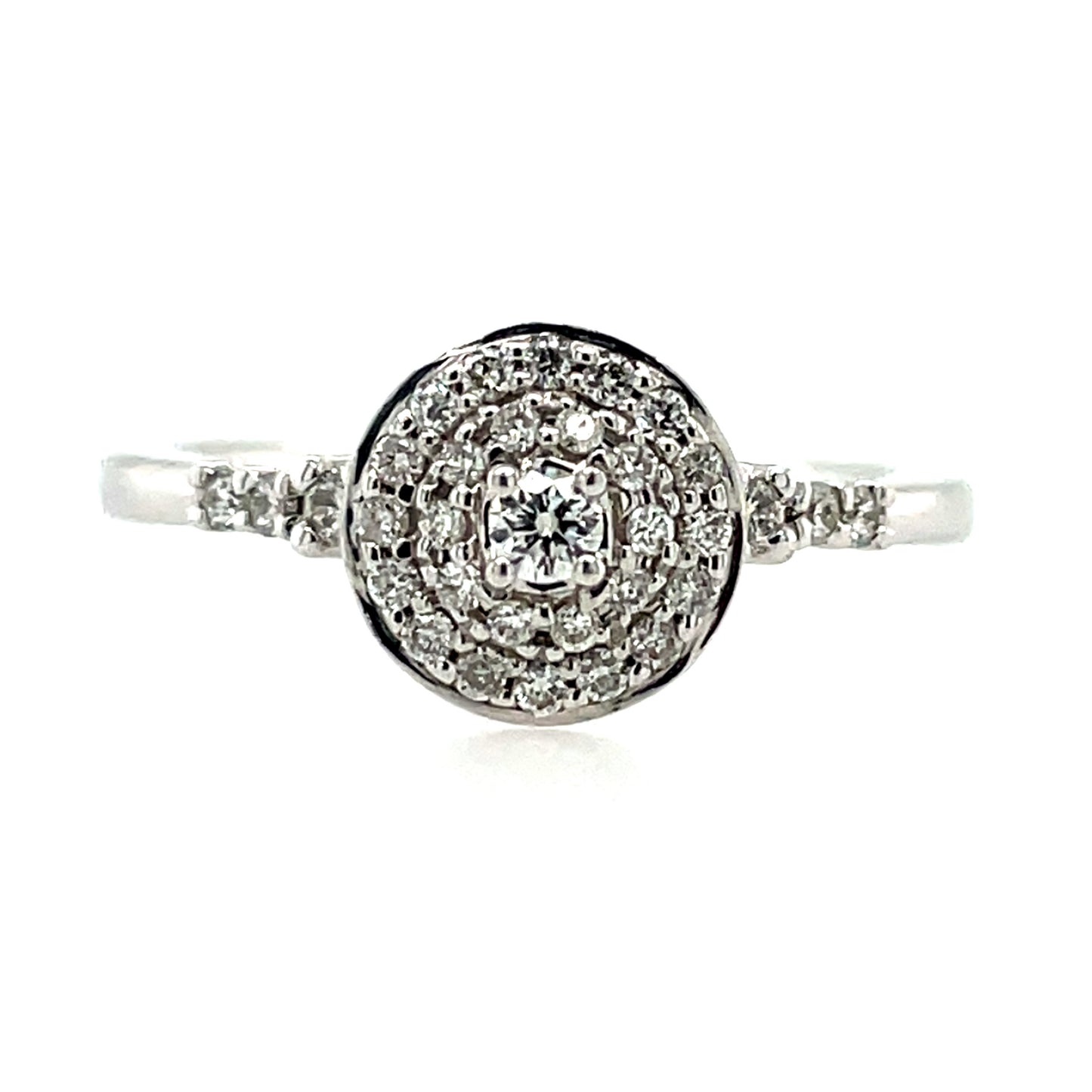 9ct White Gold Diamond Round Halo 0.30ct Engagement Ring Z077