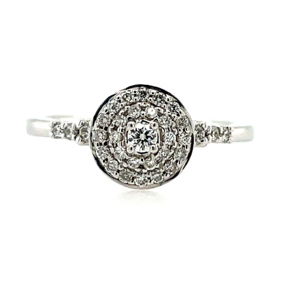 9ct White Gold Diamond Round Halo 0.30ct Engagement Ring Z077