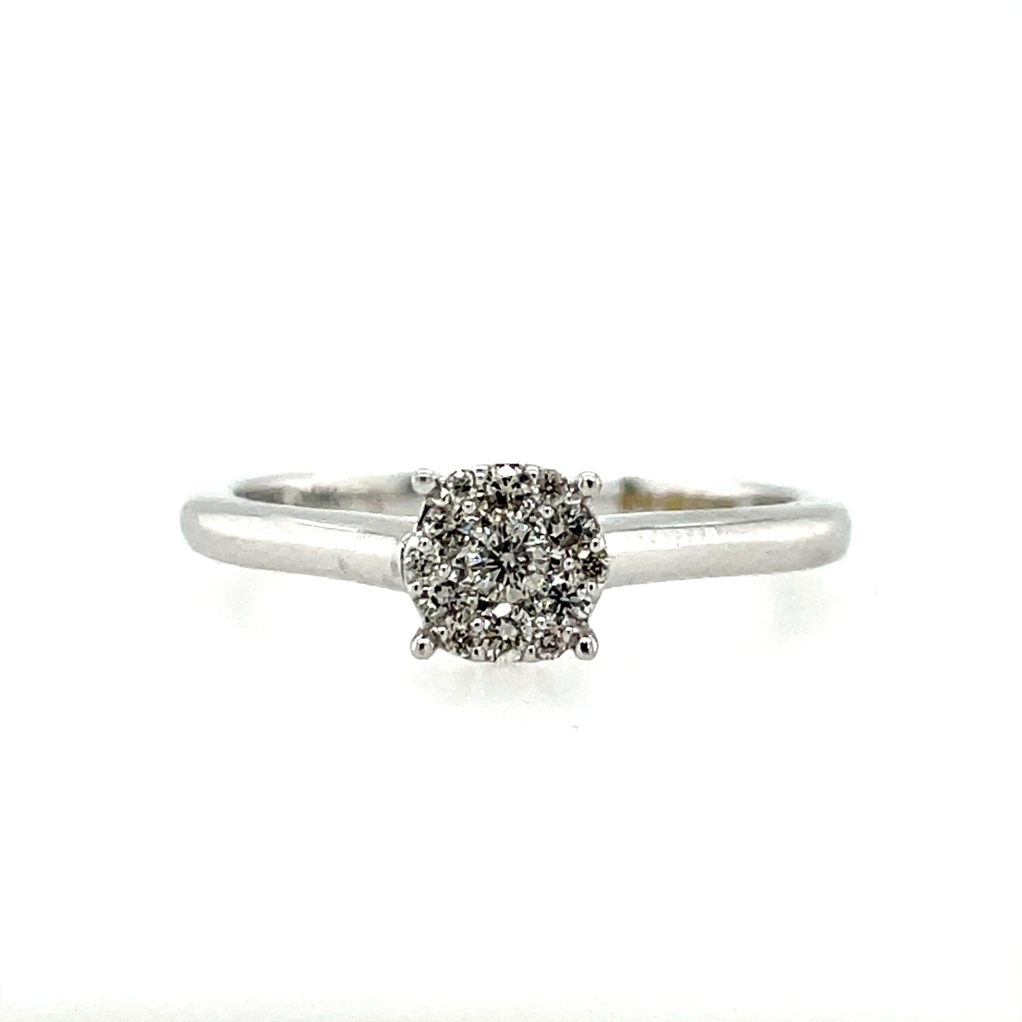 9ct White Gold Diamond  Halo 0.20ct Engagement Ring Z096
