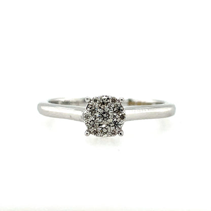 9ct White Gold Diamond  Halo 0.20ct Engagement Ring Z096