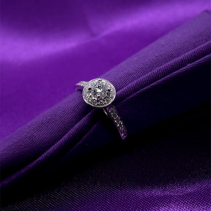 18ct White Gold Diamond 0.60ct Halo Ring Z104