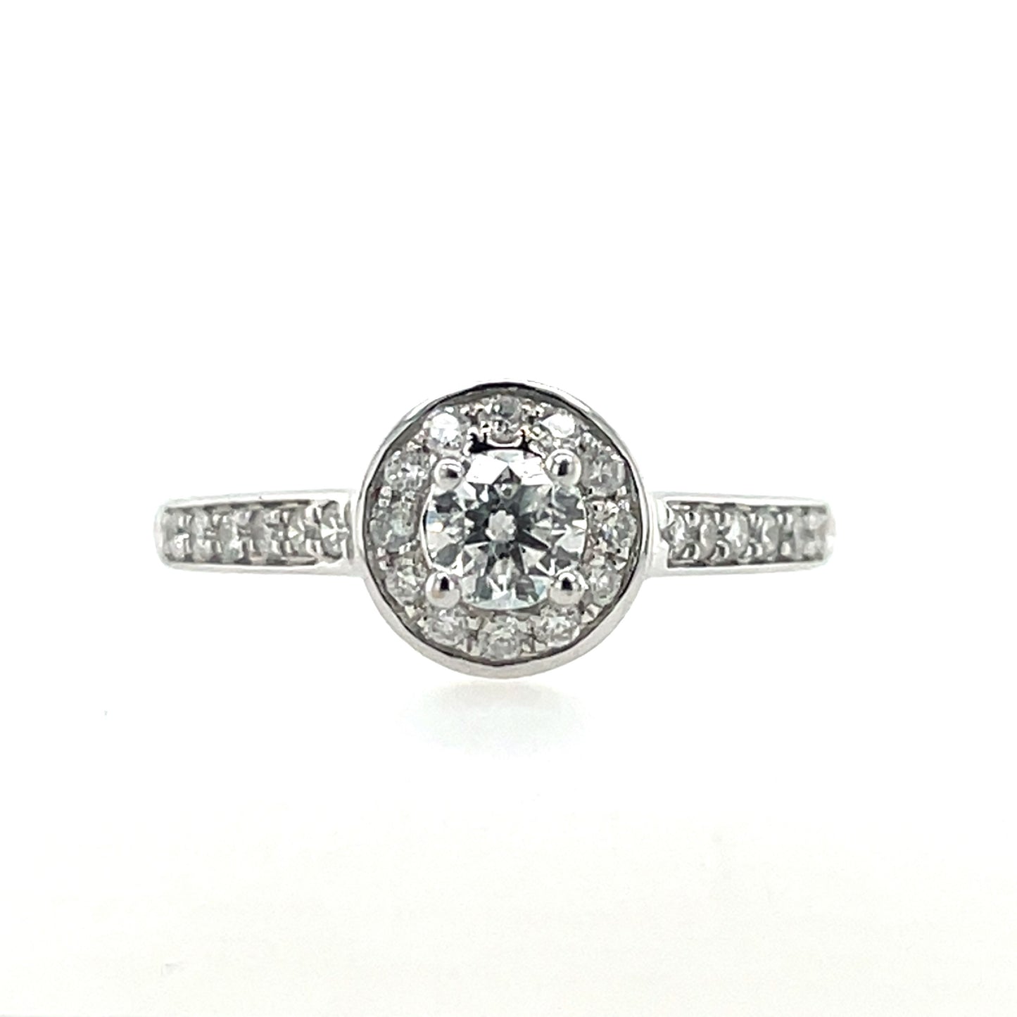 18ct White Gold Diamond 0.60ct Halo Ring Z104