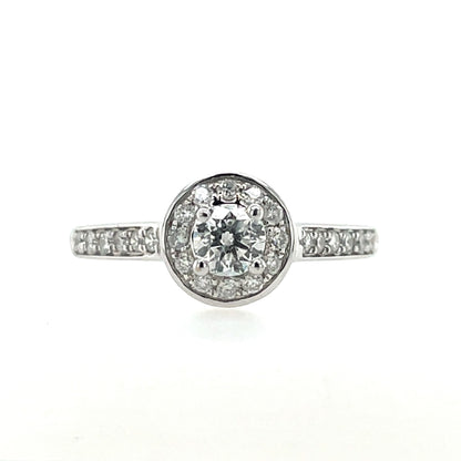 18ct White Gold Diamond 0.60ct Halo Ring Z104