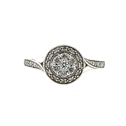 9ct White Gold Diamond Round Halo 0.25ct Engagement Ring Z108
