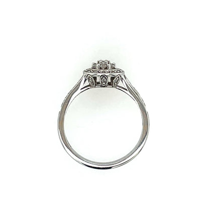 9ct White Gold Diamond Round Halo 0.25ct Engagement Ring Z108