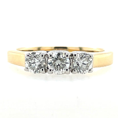 18ct Gold Diamond 0.75ct Trilogy Ring Z10/7