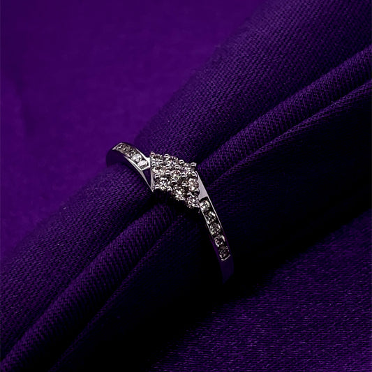 9ct White Gold Diamond  Crossover 0.21ct  Ring Z111