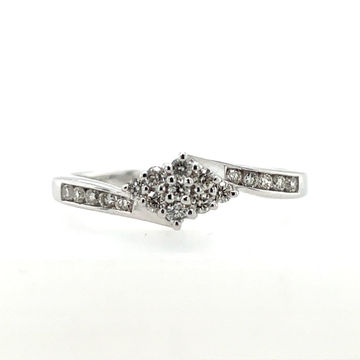 9ct White Gold Diamond  Crossover 0.21ct  Ring Z111