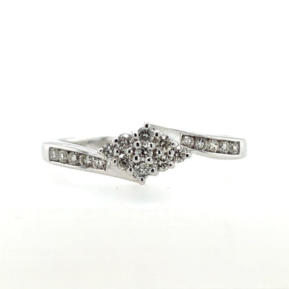 9ct White Gold Diamond  Crossover 0.21ct  Ring Z111