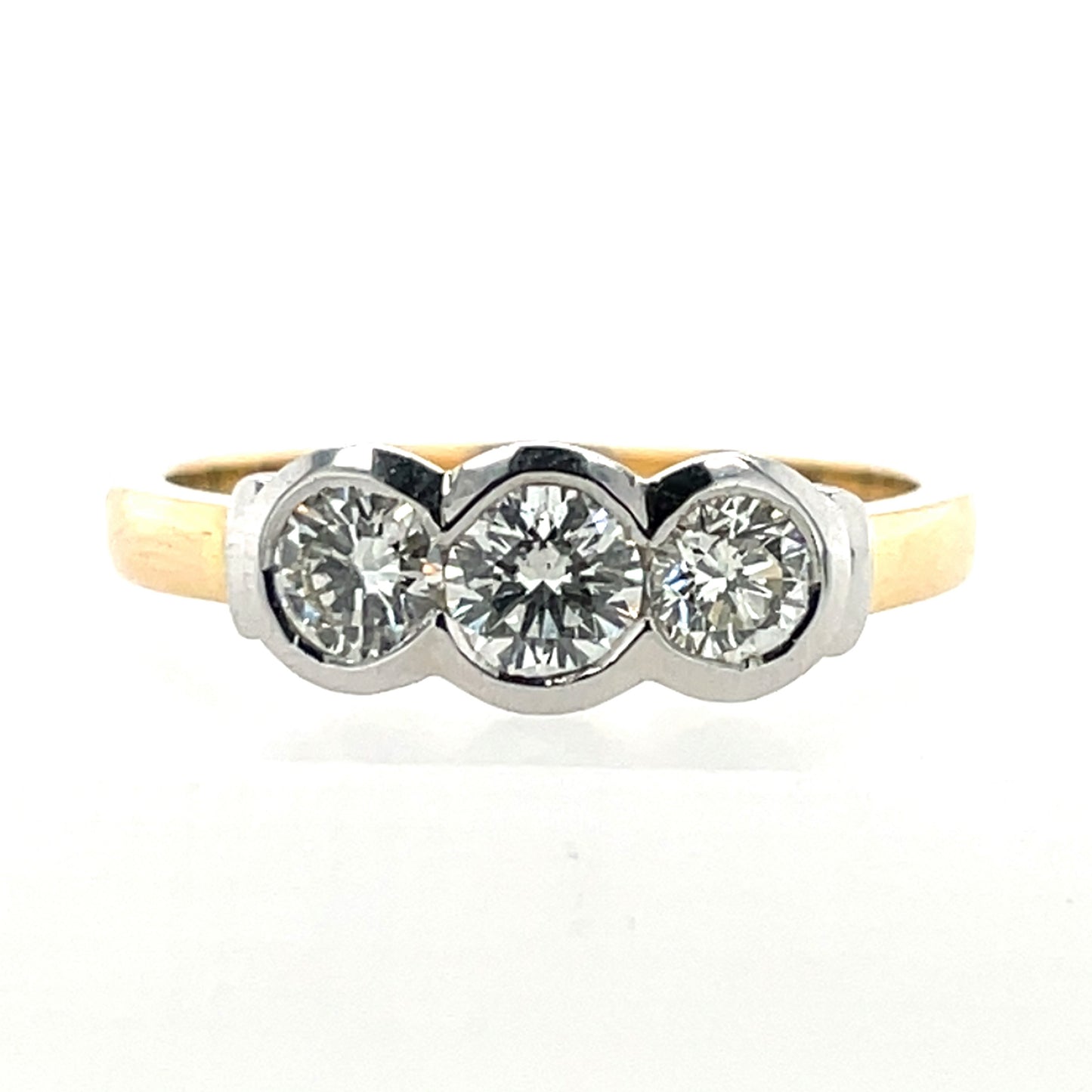 18ct Gold  Diamond Trilogy Rubover  0.65ct Ring Z11/15