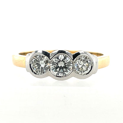 18ct Gold  Diamond Trilogy Rubover  0.65ct Ring Z11/15