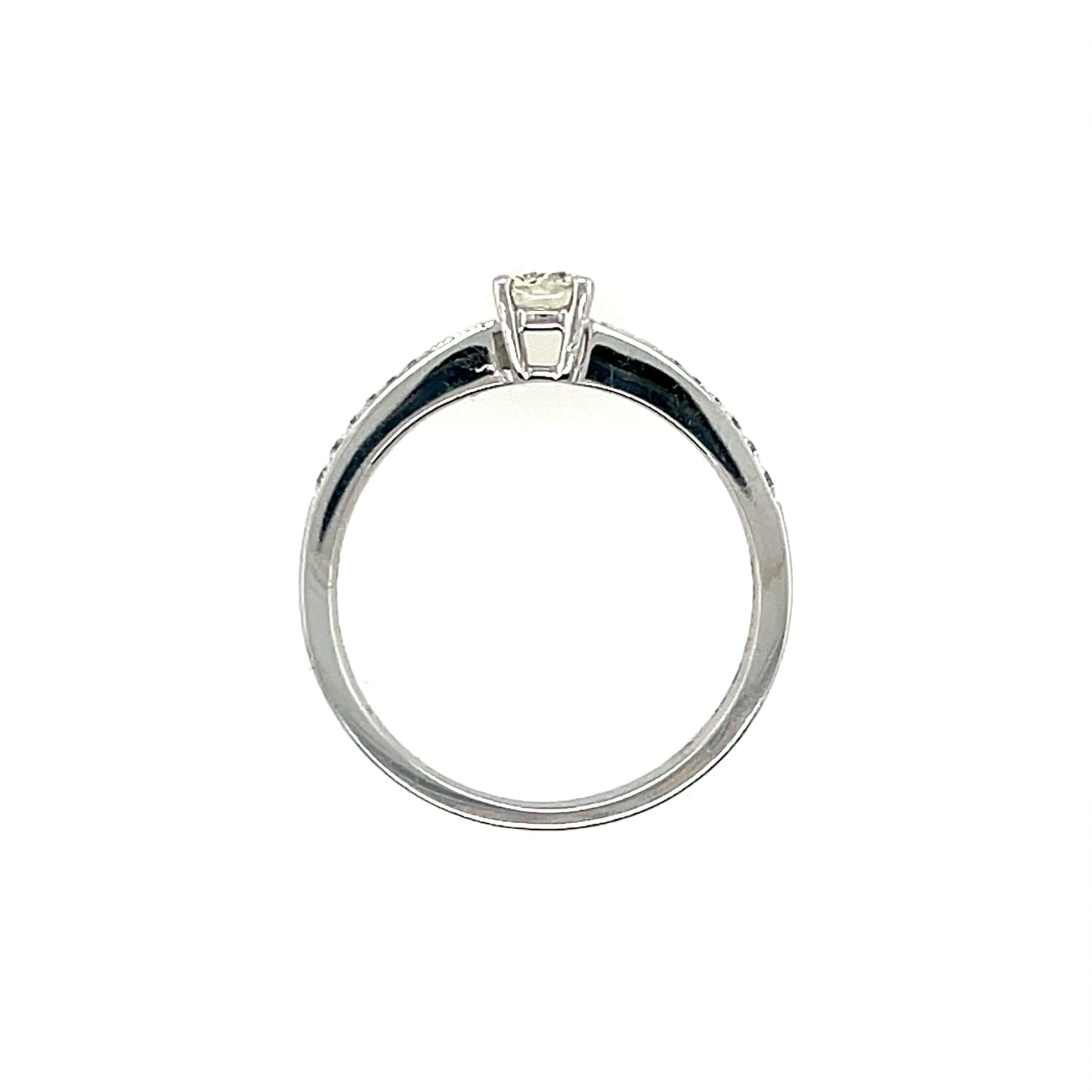 18ct White Gold Diamond 0.31ct  Solitaire Ring with Pavé set shoulders Z12/8