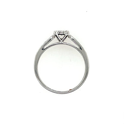9ct White Gold Diamond 0.25ct Halo Solitaire Ring Z120