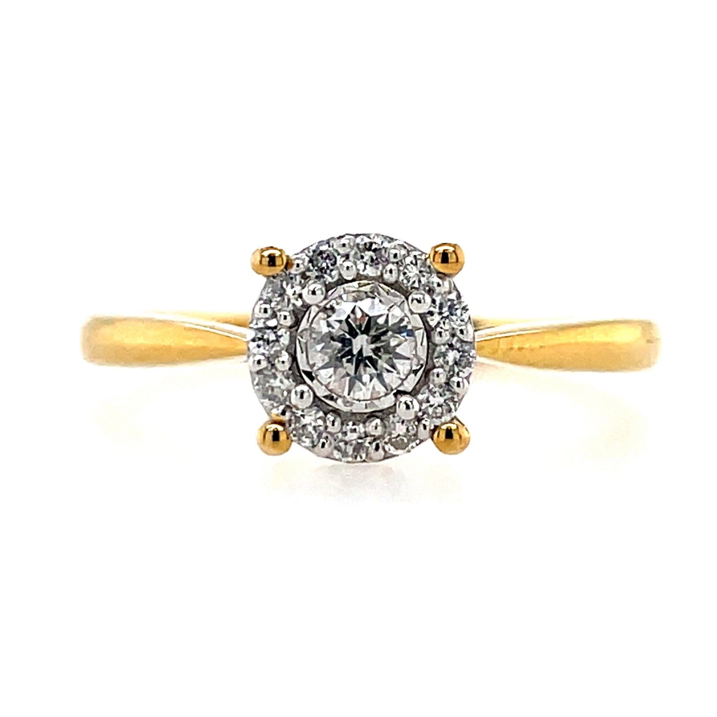 9ct Gold Diamond Round Halo 0.25ct Ring Z121