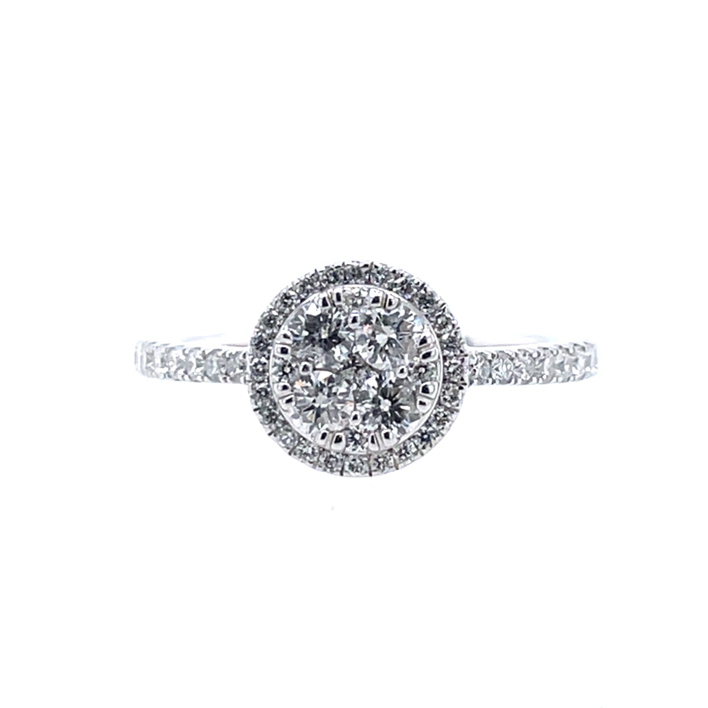 9ct White Gold Diamond 0.60ct  Halo Ring Z135